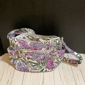 Vera Bradley Cotton on The Go Crossbody Purse - Lavender Meadow - Retired Print